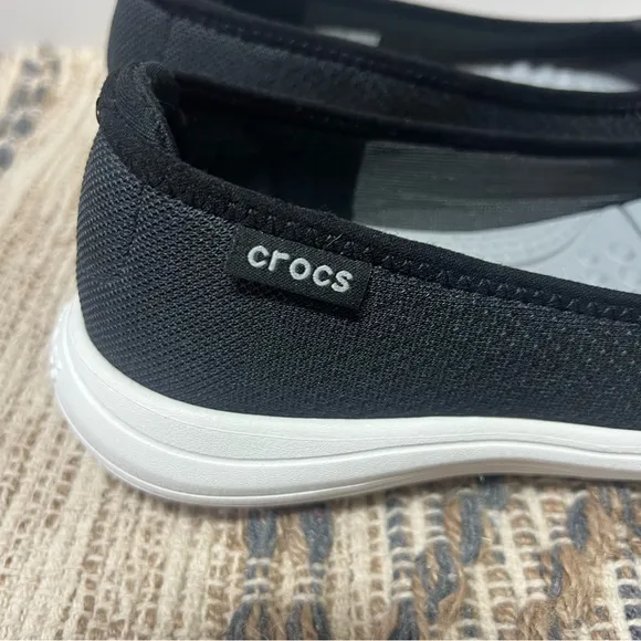 Crocs Shoes Womens 8 Black Reviva Flat Ballet Slip On Shoes Comfort 205880