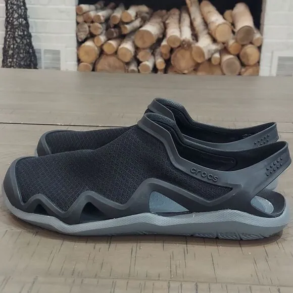 Crocs Swiftwater Sz 8 Mesh Wave Sandal Slate Gray Black Men’s Water Shoes