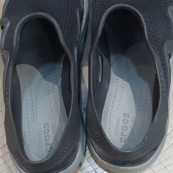 Crocs Swiftwater Sz 8 Mesh Wave Sandal Slate Gray Black Men’s Water Shoes