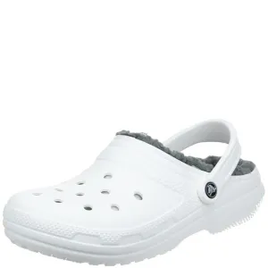 CROCS UNISEX-ADULT MEN'S AND WOMEN'S CLASSIC LINED CLOG, WHITE/GREY, 8 WOME