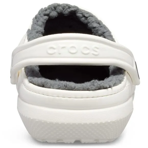 CROCS UNISEX-ADULT MEN'S AND WOMEN'S CLASSIC LINED CLOG, WHITE/GREY, 8 WOME