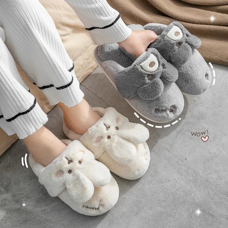Cute Rabbit Couple Home Confinement Indoor Mute Warm Cotton Shoes