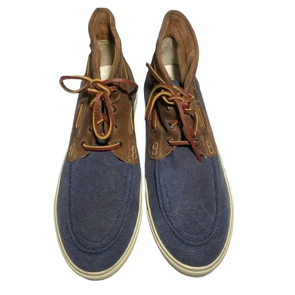 D CAGED Edu Men's High Top Lace Up Chukka Sneakers Blue Brown Suede Size 10