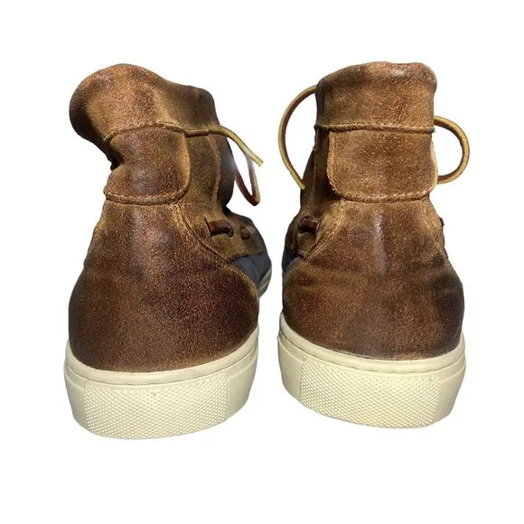 D CAGED Edu Men's High Top Lace Up Chukka Sneakers Blue Brown Suede Size 10