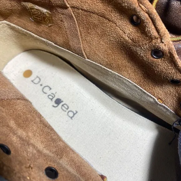 D CAGED Edu Men's High Top Lace Up Chukka Sneakers Blue Brown Suede Size 10