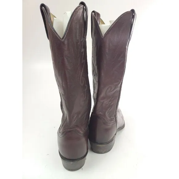 Dan Post Burgundy Black Cherry Leather Cowboy Western Boots 16773 Size 8.5 D