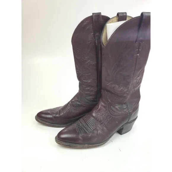 Dan Post Burgundy Black Cherry Leather Cowboy Western Boots 16773 Size 8.5 D