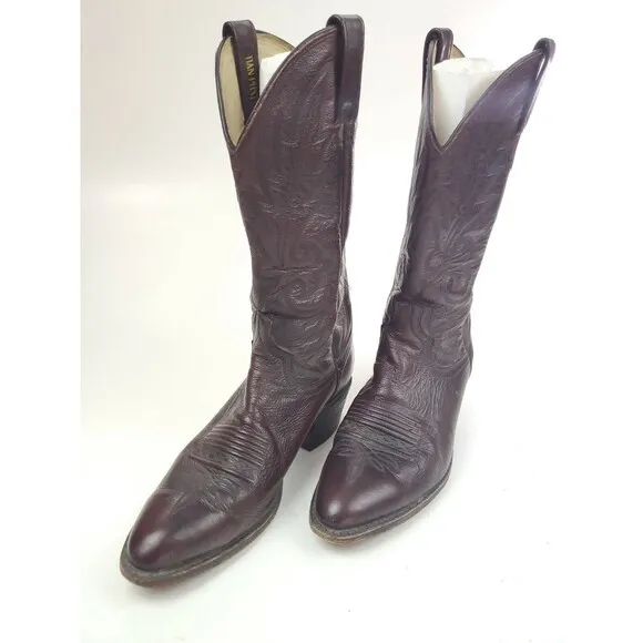 Dan Post Burgundy Black Cherry Leather Cowboy Western Boots 16773 Size 8.5 D
