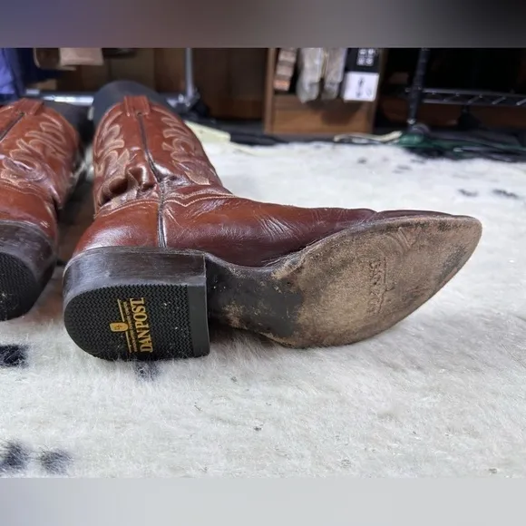 Dan Post Men’s Brown Leather Milwaukee Round Tow Western Cowboy Boots Size 10.5B