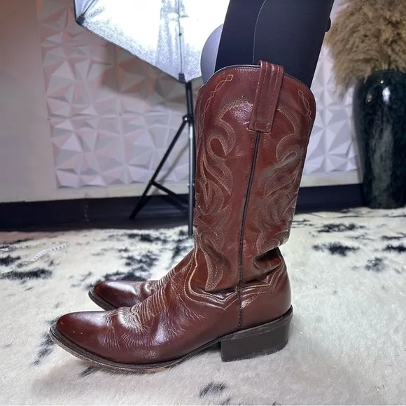 Dan Post Men’s Brown Leather Milwaukee Round Tow Western Cowboy Boots Size 10.5B