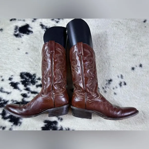 Dan Post Men’s Brown Leather Milwaukee Round Tow Western Cowboy Boots Size 10.5B