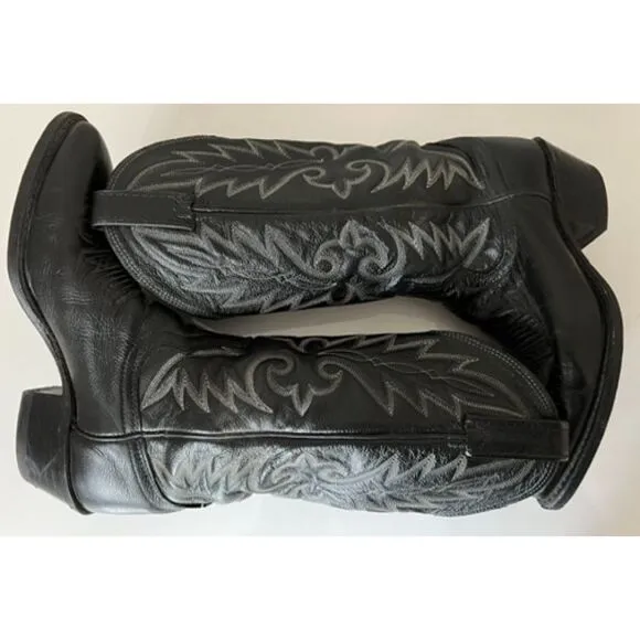 Dan Post vintage black leather cowboy boots. Size 7.5(M)/9(W)