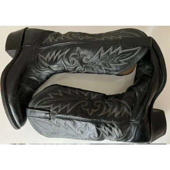 Dan Post vintage black leather cowboy boots. Size 7.5(M)/9(W)