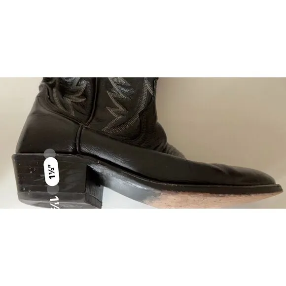 Dan Post vintage black leather cowboy boots. Size 7.5(M)/9(W)