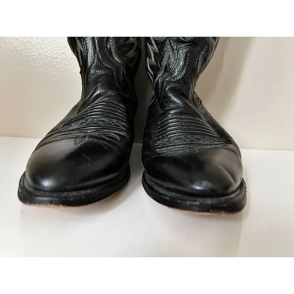 Dan Post vintage black leather cowboy boots. Size 7.5(M)/9(W)