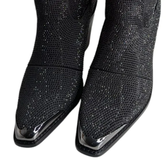 Daniel X Diamond NORTH JEWEL CAVE BLACK TALL BOOTS...Size 8