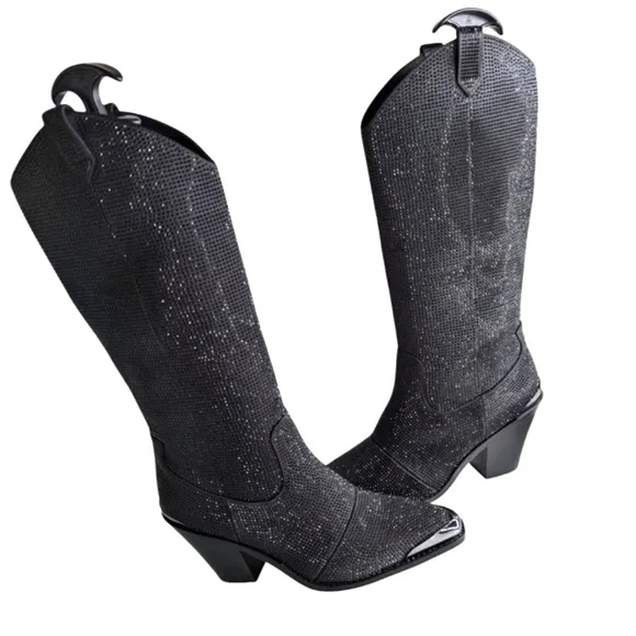 Daniel X Diamond NORTH JEWEL CAVE BLACK TALL BOOTS...Size 8
