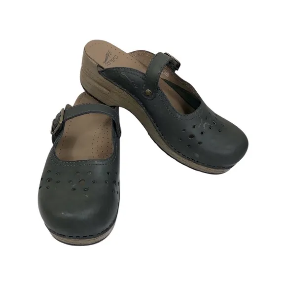 DANSKO Merrie Cabrio Mary Jane Army Green Slip In Clog Size 38