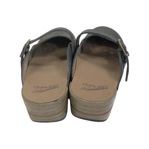 DANSKO Merrie Cabrio Mary Jane Army Green Slip In Clog Size 38