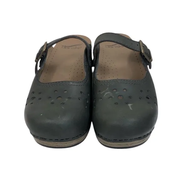 DANSKO Merrie Cabrio Mary Jane Army Green Slip In Clog Size 38