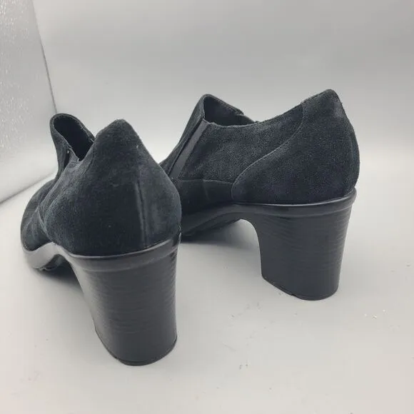 Dansko Women's Shoes Ankle Booties Sz 40 9.5-10 Black Siede Slip-on Pump Heel