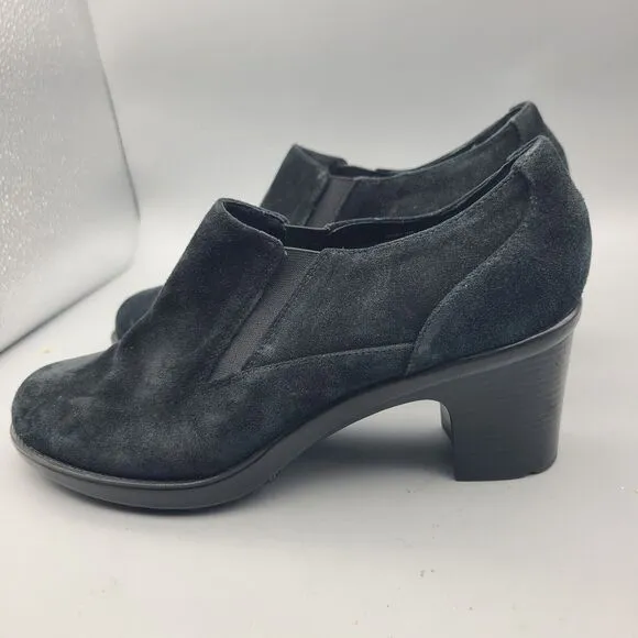 Dansko Women's Shoes Ankle Booties Sz 40 9.5-10 Black Siede Slip-on Pump Heel