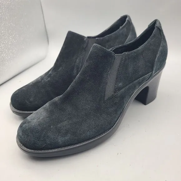 Dansko Women's Shoes Ankle Booties Sz 40 9.5-10 Black Siede Slip-on Pump Heel