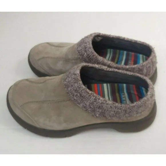 Dansko Womens Shoes Sz 36 Gray Slip On Clogs Leather Wool Cuff Comfort Warm