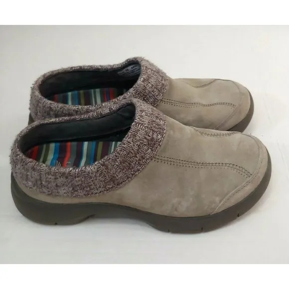 Dansko Womens Shoes Sz 36 Gray Slip On Clogs Leather Wool Cuff Comfort Warm