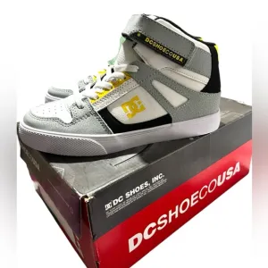 DC Kids High-Top Sneakers - Gray, White, and Yellow