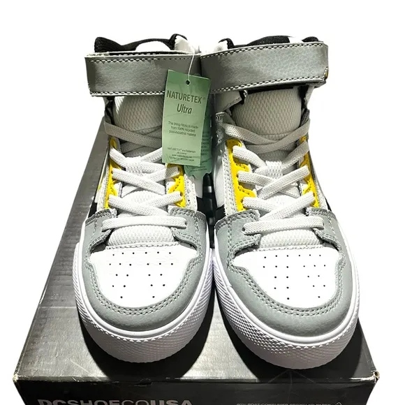 DC Kids High-Top Sneakers - Gray, White, and Yellow