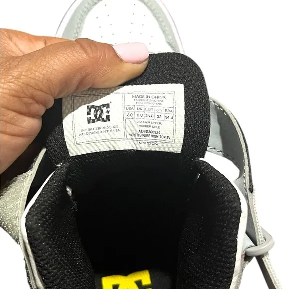 DC Kids High-Top Sneakers - Gray, White, and Yellow
