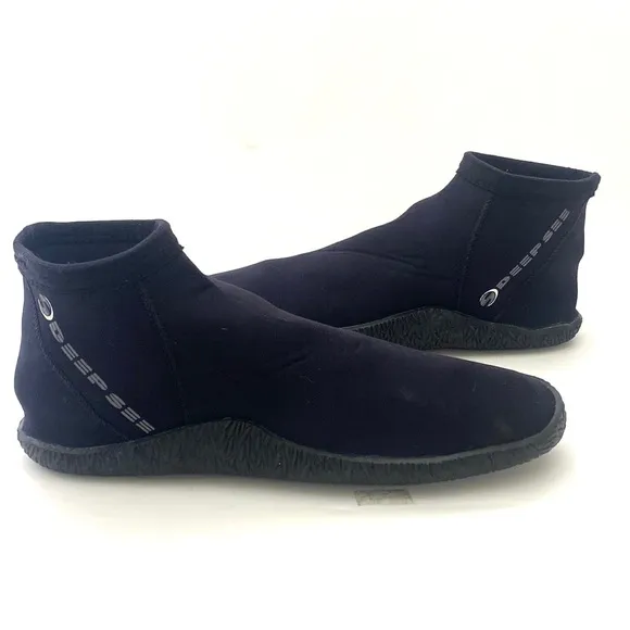 Deep See Men's Black Pull-On Above Ankle Diving Shoes/Boots