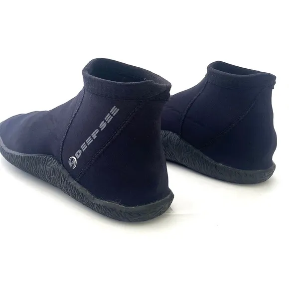 Deep See Men's Black Pull-On Above Ankle Diving Shoes/Boots