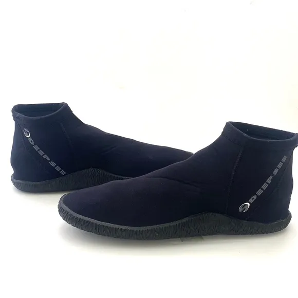 Deep See Men's Black Pull-On Above Ankle Diving Shoes/Boots