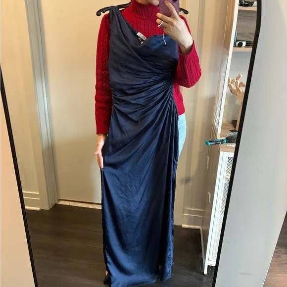 DELFI pleated cut out waist maxi dress medium