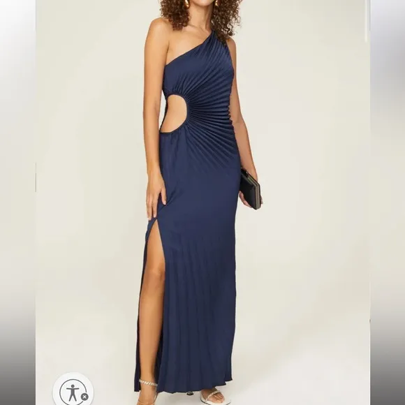 DELFI pleated cut out waist maxi dress medium