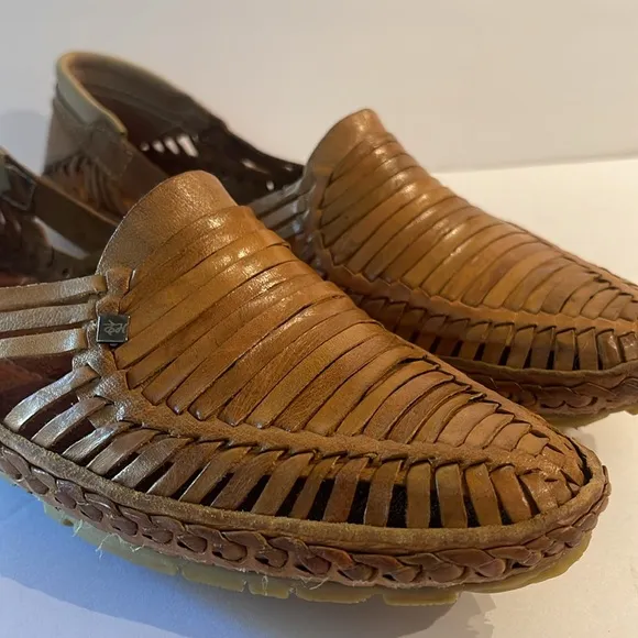 Desi Hangover Leather Huarache Loafers Golden Brown Slip On Shoes Men’s 10