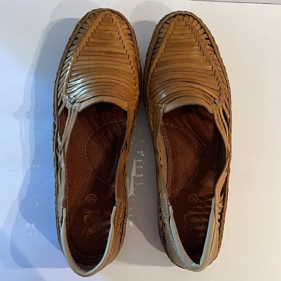 Desi Hangover Leather Huarache Loafers Golden Brown Slip On Shoes Men’s 10