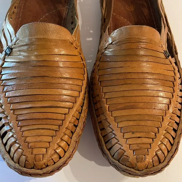 Desi Hangover Leather Huarache Loafers Golden Brown Slip On Shoes Men’s 10