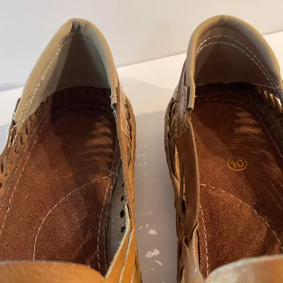 Desi Hangover Leather Huarache Loafers Golden Brown Slip On Shoes Men’s 10