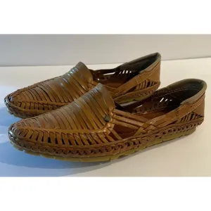Desi Hangover Leather Huarache Loafers Golden Brown Slip On Shoes Men’s 10