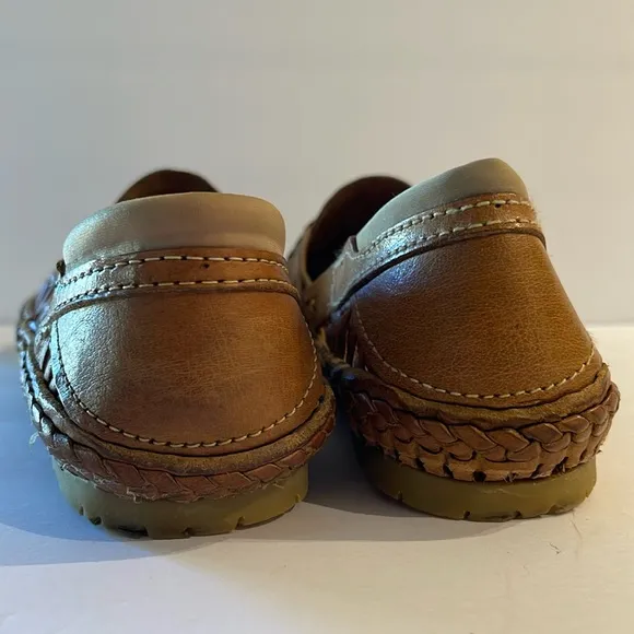 Desi Hangover Leather Huarache Loafers Golden Brown Slip On Shoes Men’s 10
