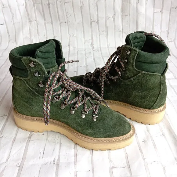 DIEMME Womens Shoes Size US 6 / EU 37 Green Suede Lace Up Ankle Boots