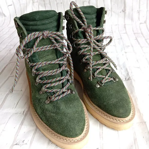 DIEMME Womens Shoes Size US 6 / EU 37 Green Suede Lace Up Ankle Boots