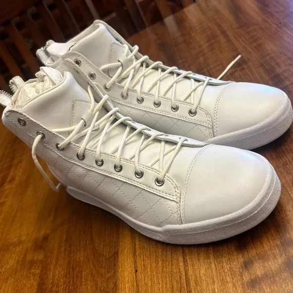 Diesel White High-Top Sneakers Canvas Minimalist