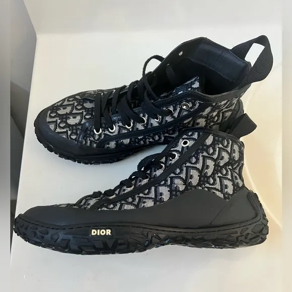 Dior B28 Black and Gray High-Top Sneakers