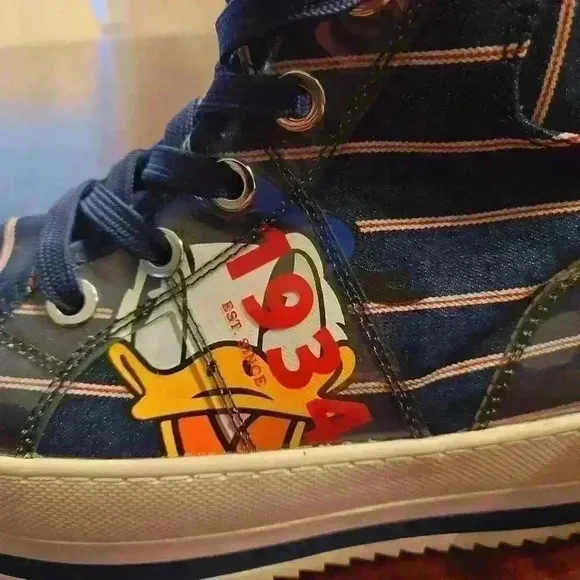 Disney Call It Spring Donald Duck Hi Top Platform Sneakers Blue Size 7 Womens
