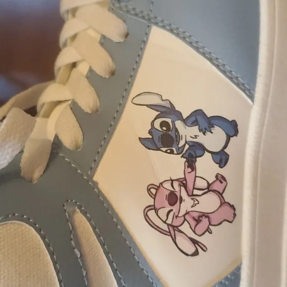 Disney's Stitch and Angel Powdrer Blue and White High-Top Sneakers