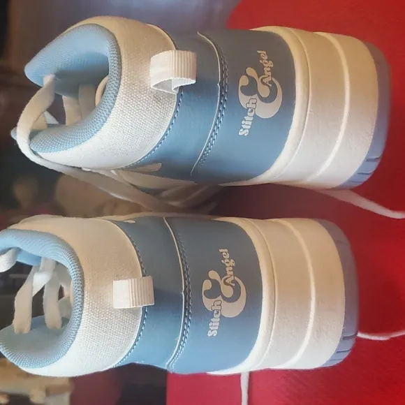 Disney's Stitch and Angel Powdrer Blue and White High-Top Sneakers